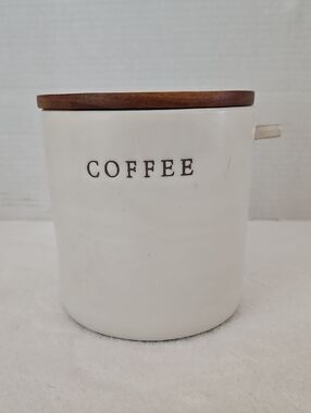Hearth & Hand Magnolia Sour Cream Gray Coffee Canister with Wooden Lid